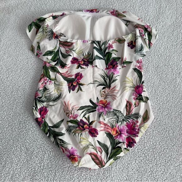 Kona Sol Bandeau Flounce Front Ruched Full Coverage One-Piece Size L  NWOT! - Picture 2 of 6